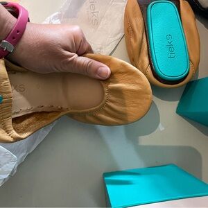 Brand new Tieks in camel